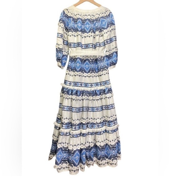 ALEXIS White & Blue Wylla Embroidered Linen Blend Maxi Dress - Picture 7 of 15